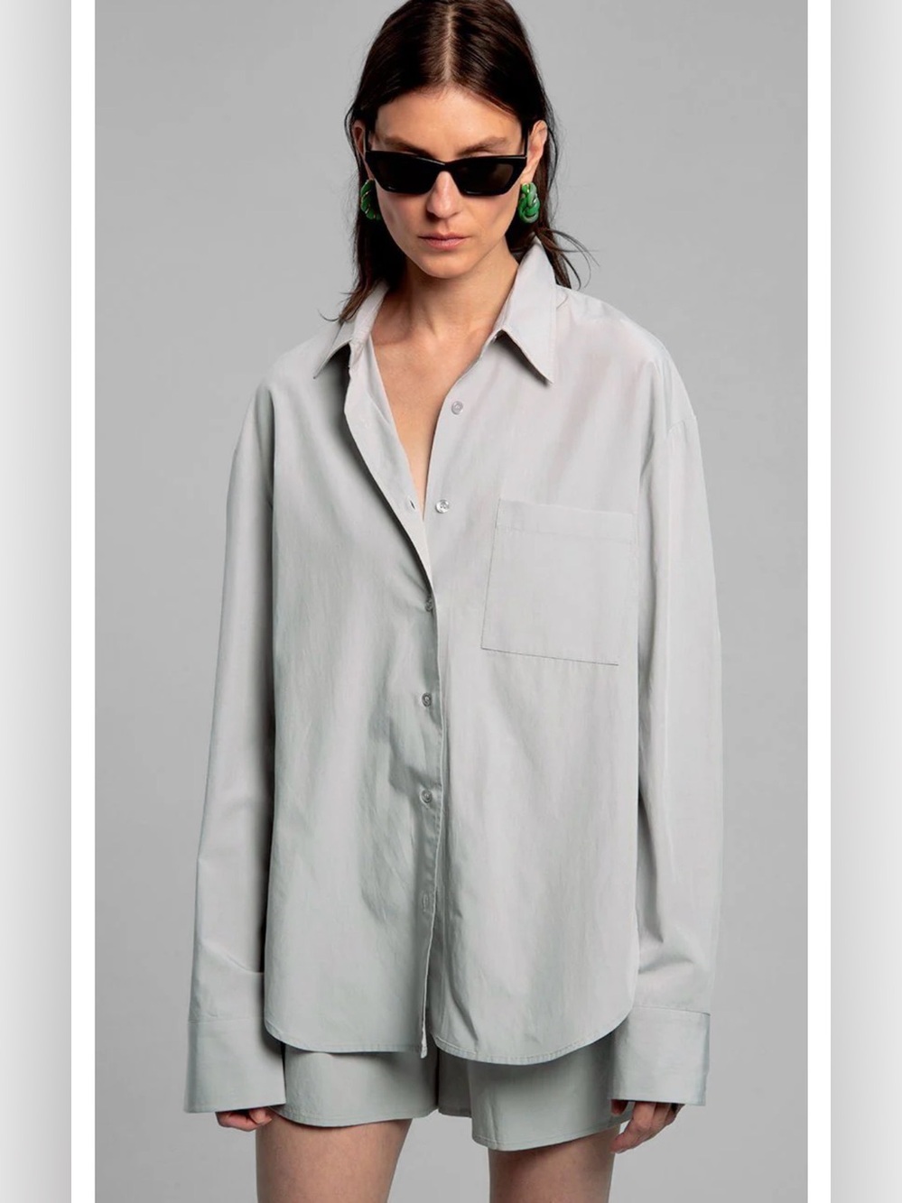 NWT Frankie Shop Liu Organic Cotton Shirt Ice Gray Oversized Minimalist Small - Picture 7 of 16
